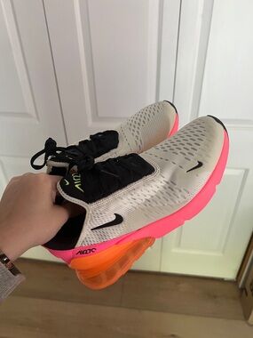 Nike Women’s Sneakers in White Upper with Neon Pink and Orange Sole